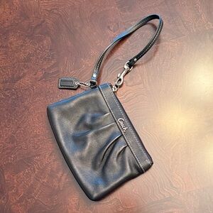Coach Dark Leather Wristlet